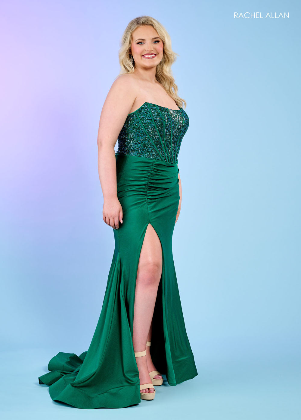 Rachel Allan 70305W prom dress images.  Rachel Allan 70305W is available in these colors: Black, Emerald, Lilac, Red, Royal.