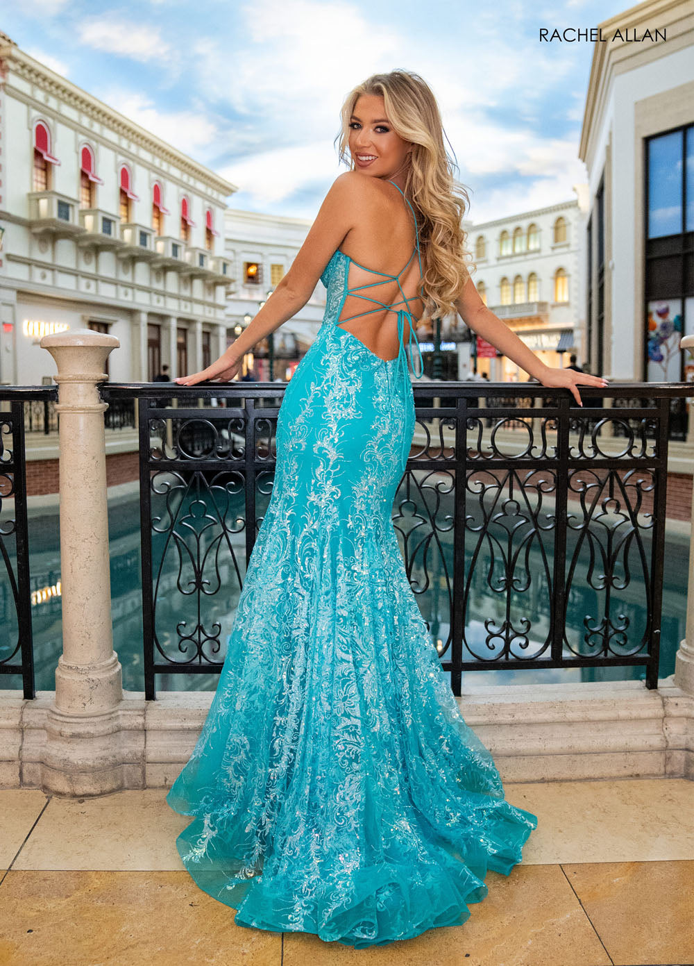 Rachel Allan 70491 prom dress images.  Rachel Allan 70491 is available in these colors: Jade, Light Pink, Powder Blue.