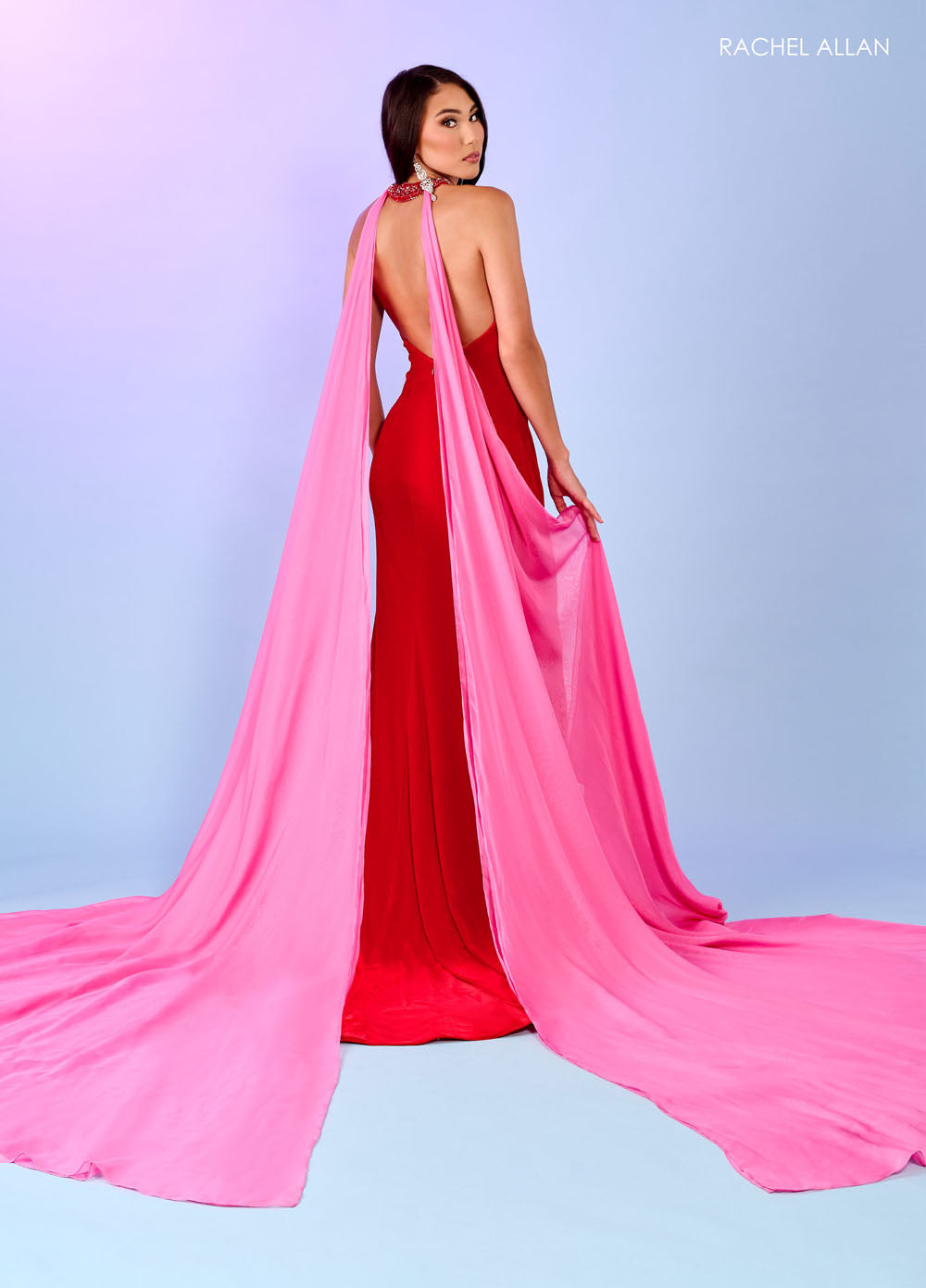 Rachel Allan 70494 prom dress images.  Rachel Allan 70494 is available in these colors: Red Fuchsia, Royal Turquoise.