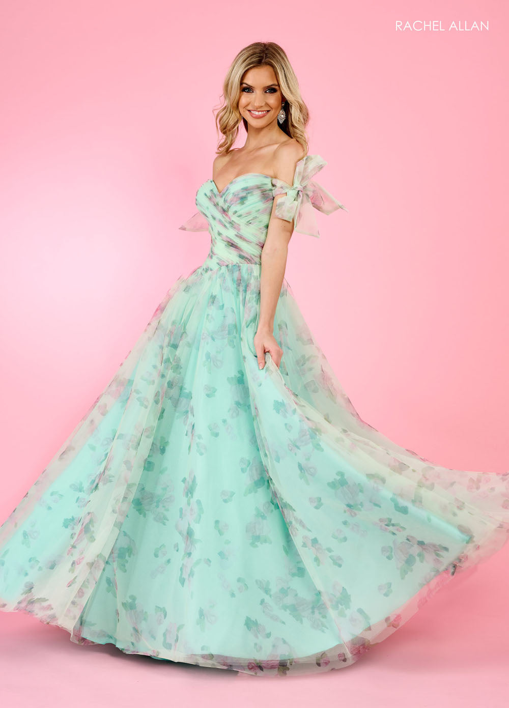 Rachel Allan 70495 prom dress images.  Rachel Allan 70495 is available in these colors: Light Blue, Pink, Sage.