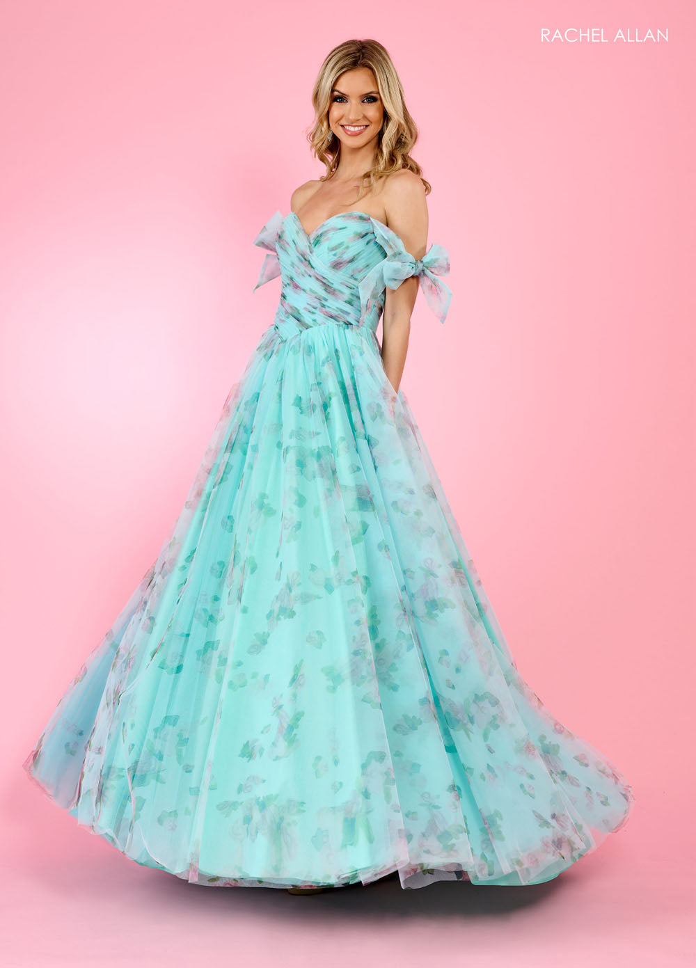 Rachel Allan 70495 prom dress images.  Rachel Allan 70495 is available in these colors: Light Blue, Pink, Sage.