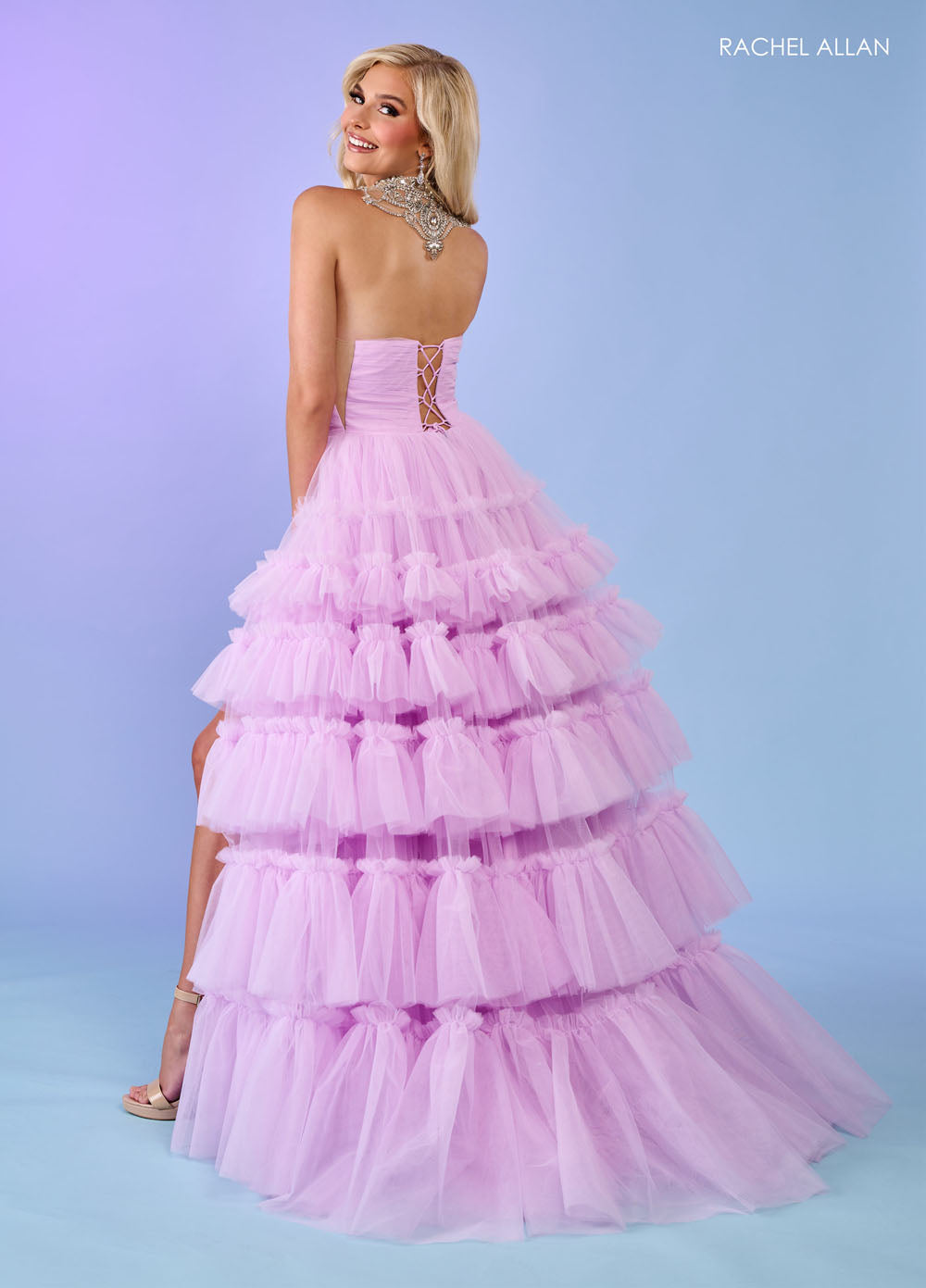 Rachel Allan 70503 prom dress images.  Rachel Allan 70503 is available in these colors: Black, Hot Pink, Lilac.