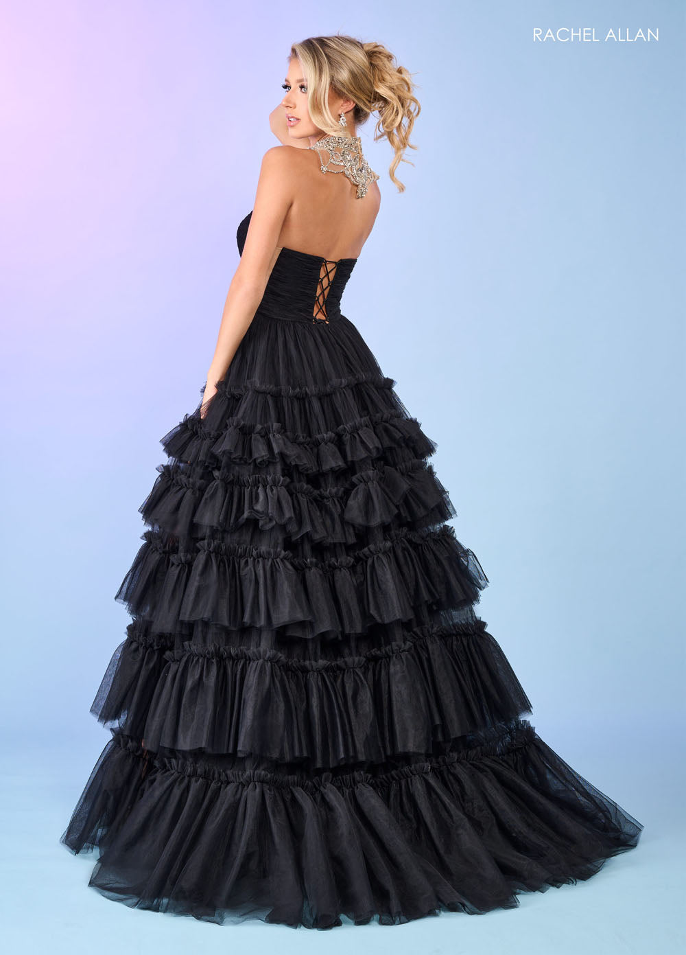 Rachel Allan 70503 prom dress images.  Rachel Allan 70503 is available in these colors: Black, Hot Pink, Lilac.