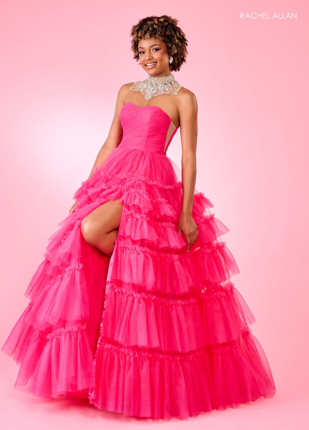 Rachel Allan 70503 prom dress images.  Rachel Allan 70503 is available in these colors: Black, Hot Pink, Lilac.