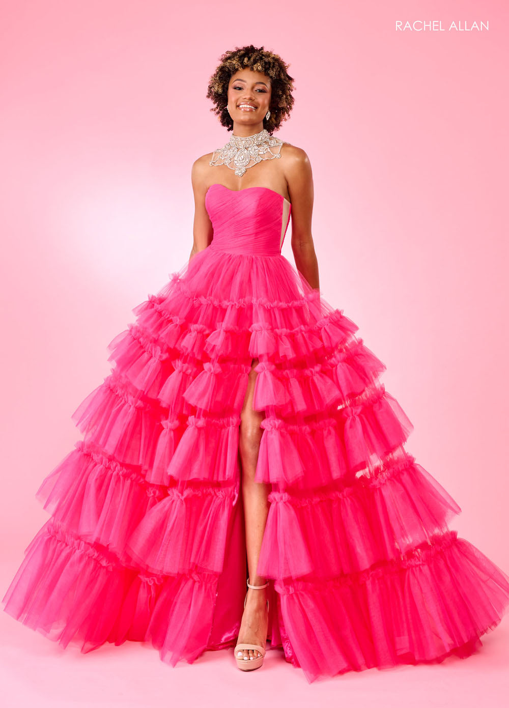 Rachel Allan 70503 prom dress images.  Rachel Allan 70503 is available in these colors: Black, Hot Pink, Lilac.