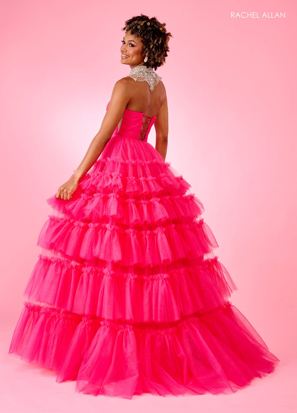 Rachel Allan 70503 prom dress images.  Rachel Allan 70503 is available in these colors: Black, Hot Pink, Lilac.