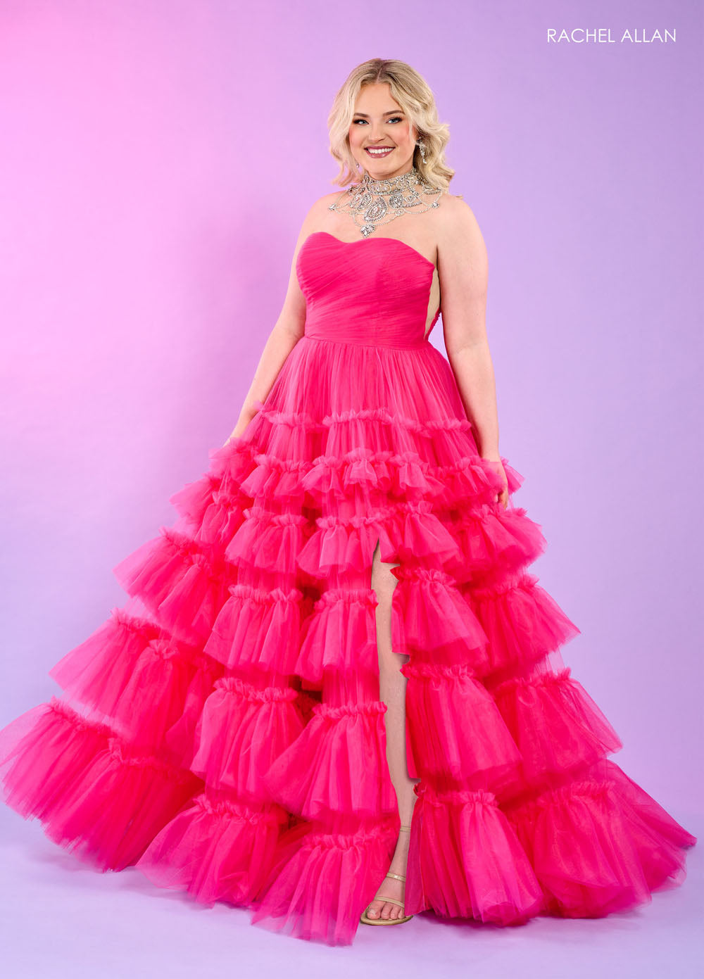 Rachel Allan 70503 prom dress images.  Rachel Allan 70503 is available in these colors: Black, Hot Pink, Lilac.