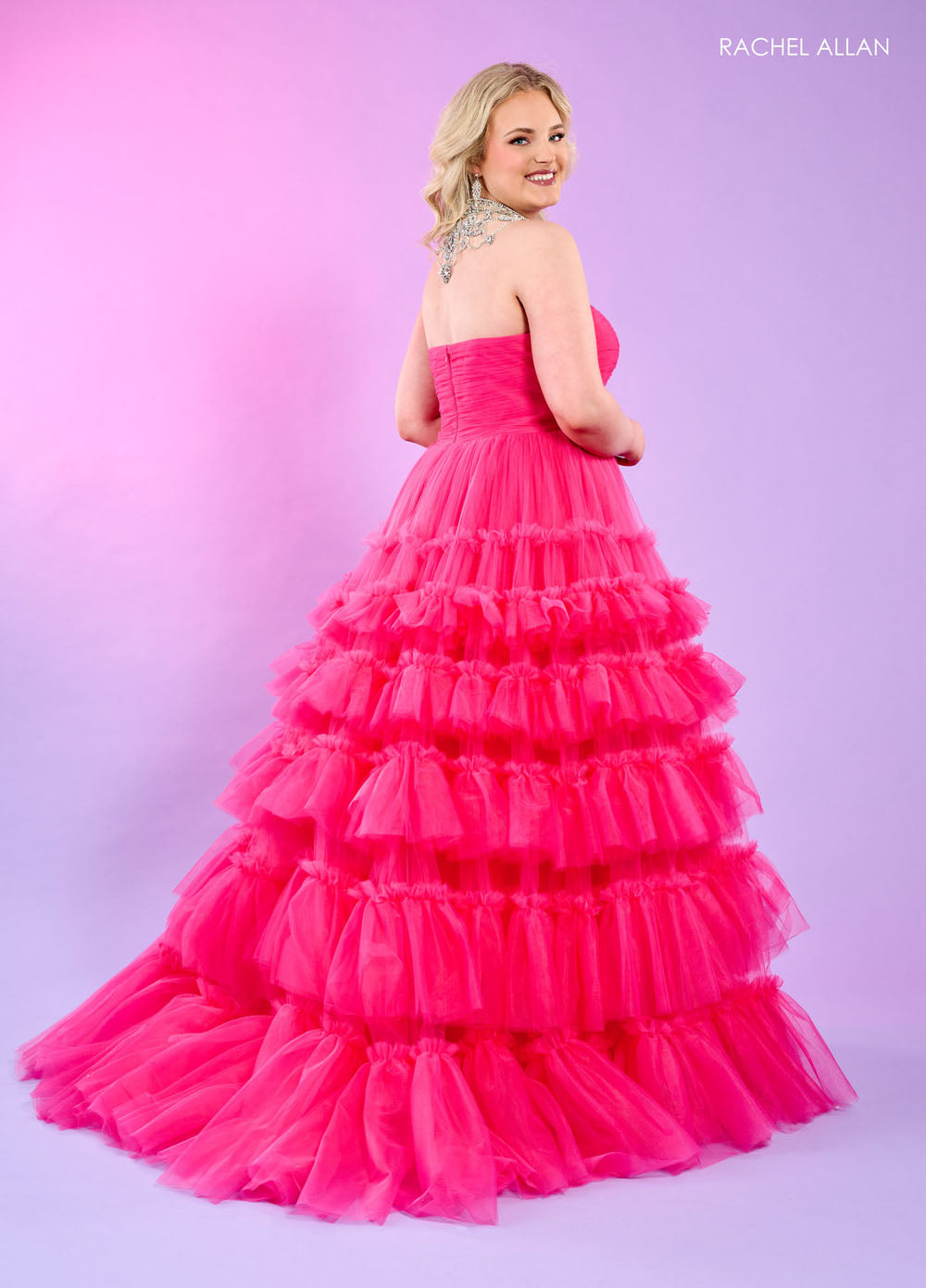 Rachel Allan 70503 prom dress images.  Rachel Allan 70503 is available in these colors: Black, Hot Pink, Lilac.