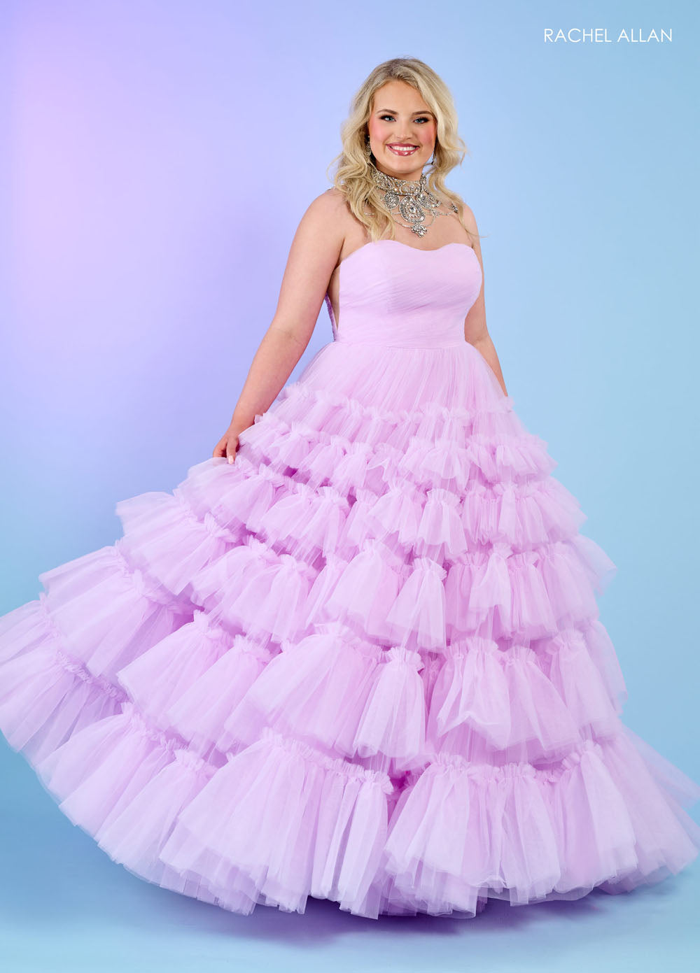 Rachel Allan 70503 prom dress images.  Rachel Allan 70503 is available in these colors: Black, Hot Pink, Lilac.