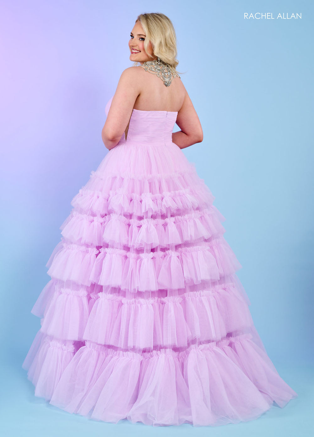 Rachel Allan 70503 prom dress images.  Rachel Allan 70503 is available in these colors: Black, Hot Pink, Lilac.