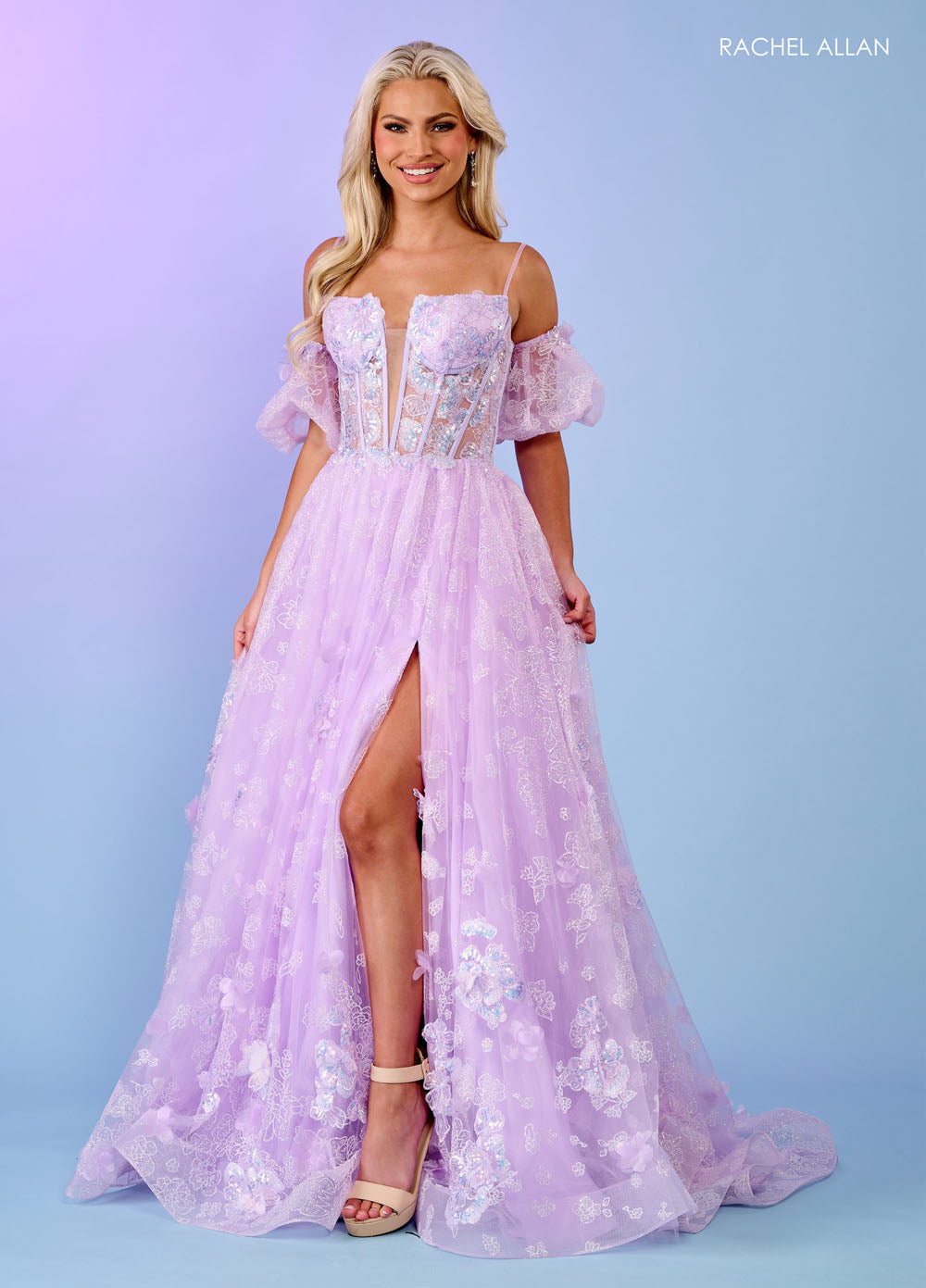 Rachel Allan 70557 prom dress images.  Rachel Allan 70557 is available in these colors: Light Blue, Lilac, Mint.