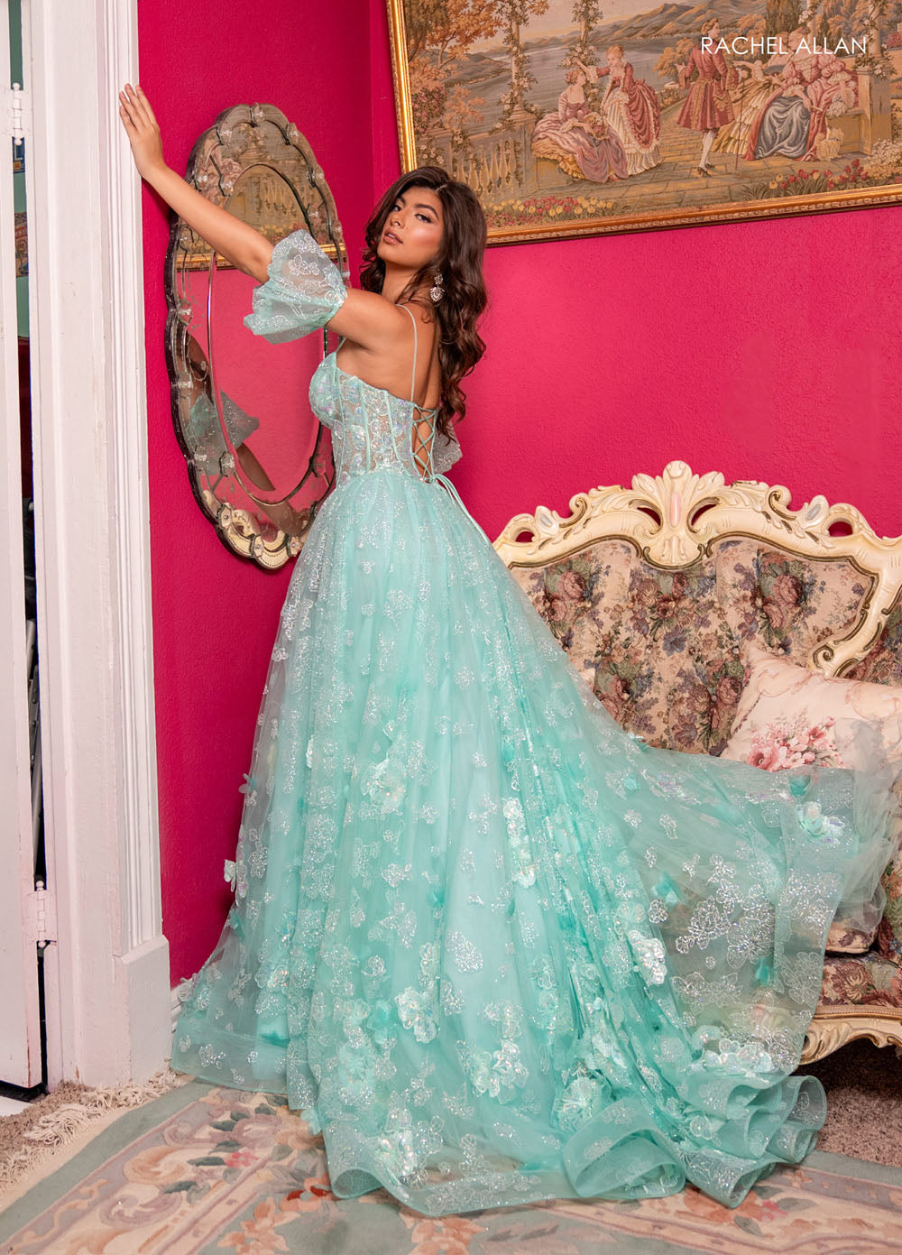 Rachel Allan 70557 prom dress images.  Rachel Allan 70557 is available in these colors: Light Blue, Lilac, Mint.