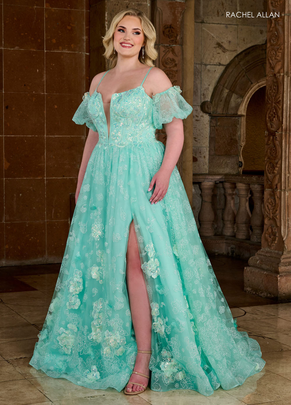 Rachel Allan 70557 prom dress images.  Rachel Allan 70557 is available in these colors: Light Blue, Lilac, Mint.