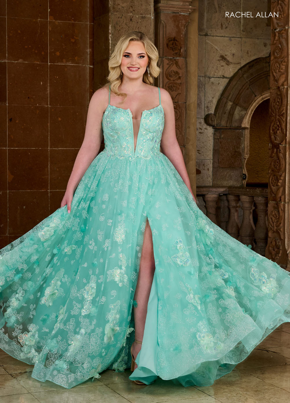 Rachel Allan 70557 prom dress images.  Rachel Allan 70557 is available in these colors: Light Blue, Lilac, Mint.