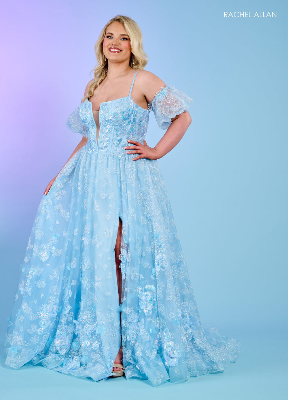 Rachel Allan 70557 prom dress images.  Rachel Allan 70557 is available in these colors: Light Blue, Lilac, Mint.