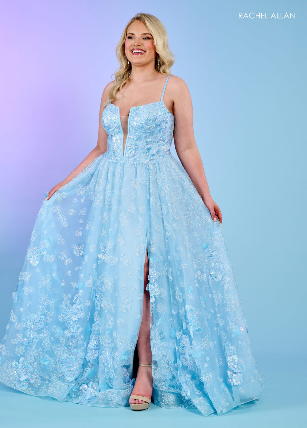 Rachel Allan 70557 prom dress images.  Rachel Allan 70557 is available in these colors: Light Blue, Lilac, Mint.