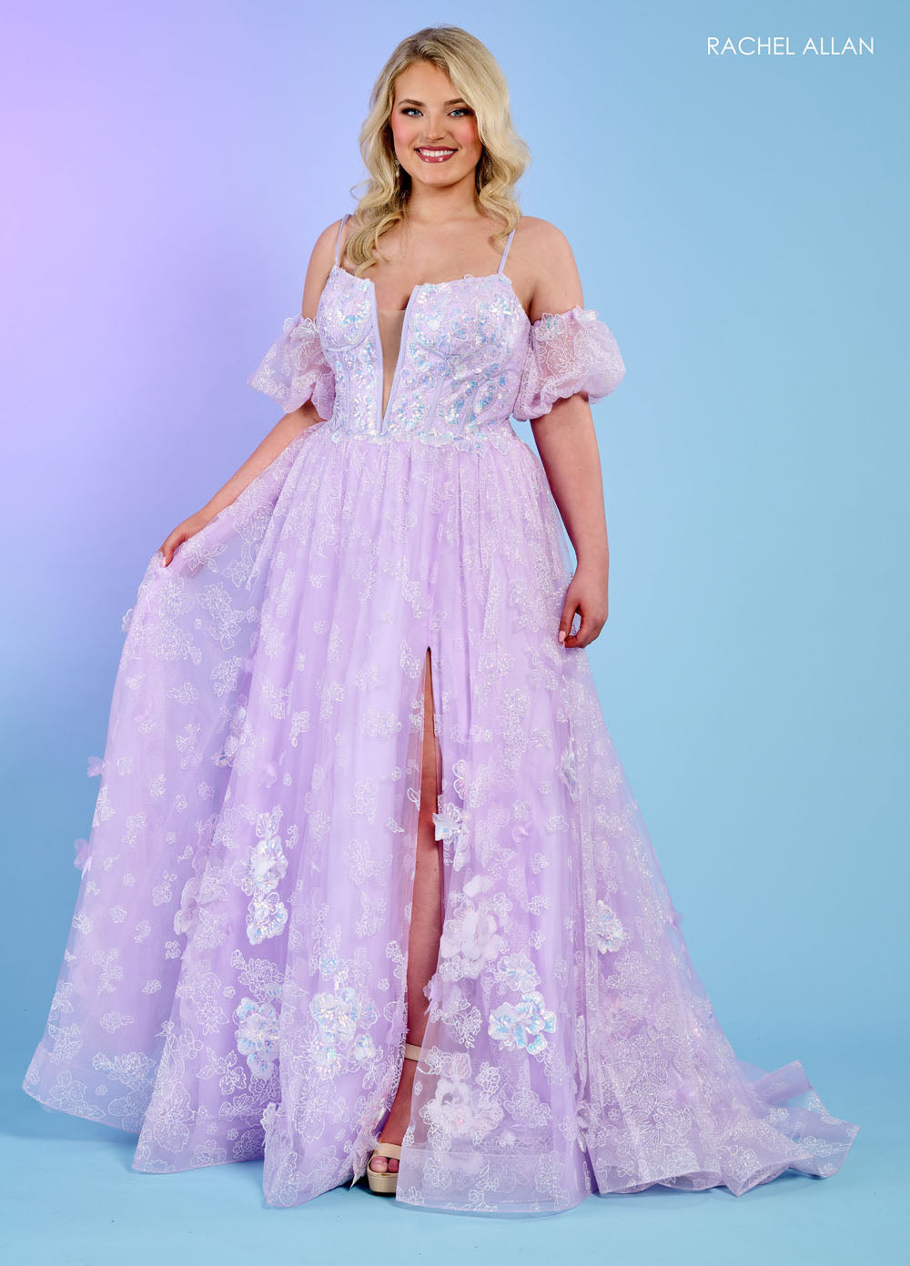 Rachel Allan 70557 prom dress images.  Rachel Allan 70557 is available in these colors: Light Blue, Lilac, Mint.