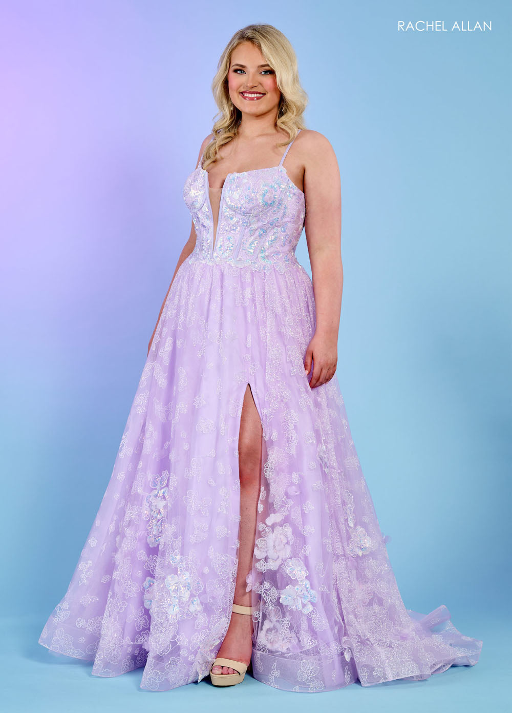 Rachel Allan 70557 prom dress images.  Rachel Allan 70557 is available in these colors: Light Blue, Lilac, Mint.