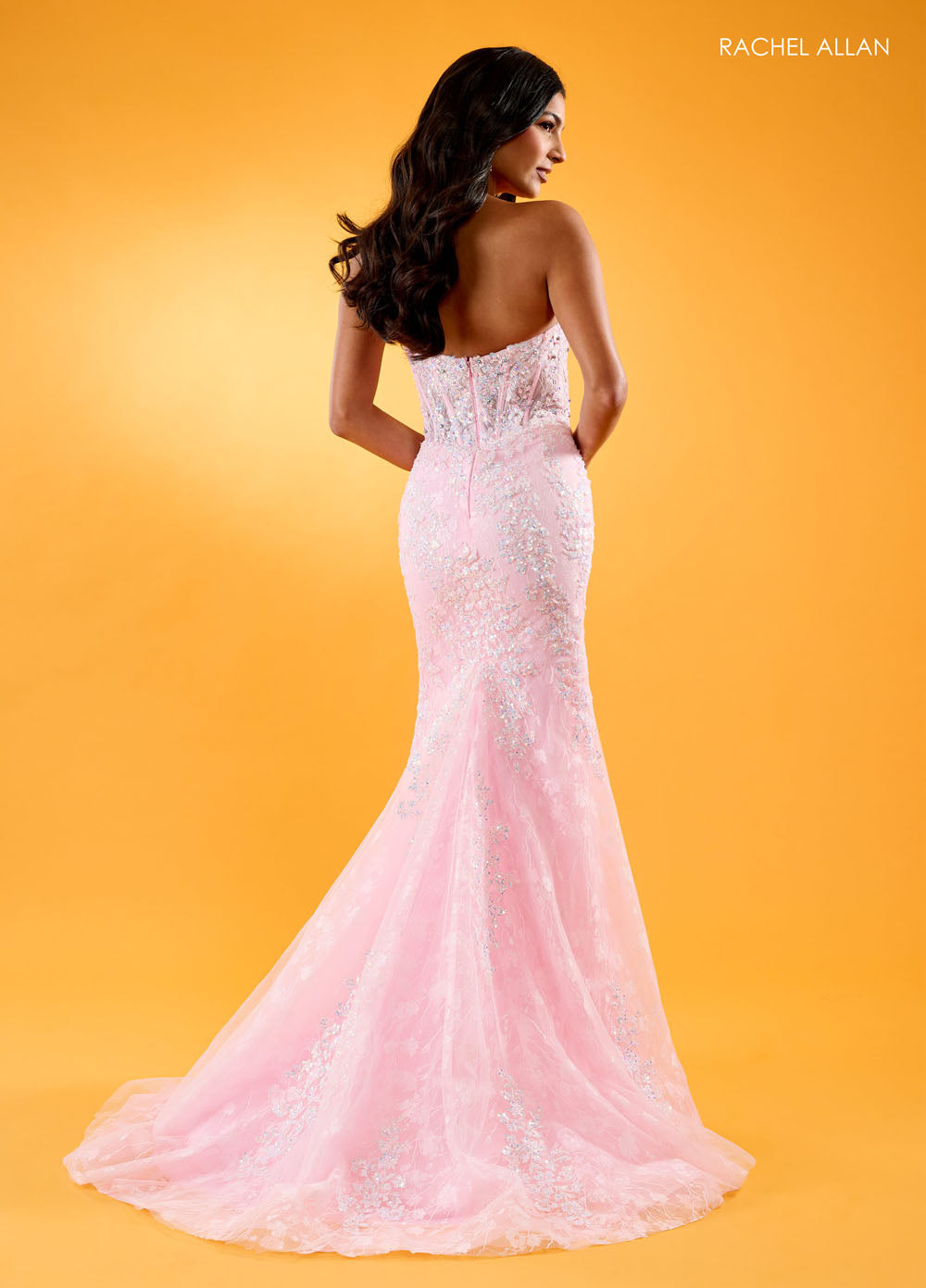 Rachel Allan 70566 prom dress images.  Rachel Allan 70566 is available in these colors: Lilac, Mint, Pink.