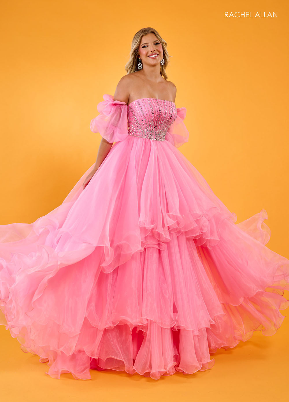 Rachel Allan 70570 prom dress images.  Rachel Allan 70570 is available in these colors: Aqua, Lilac, Pink.