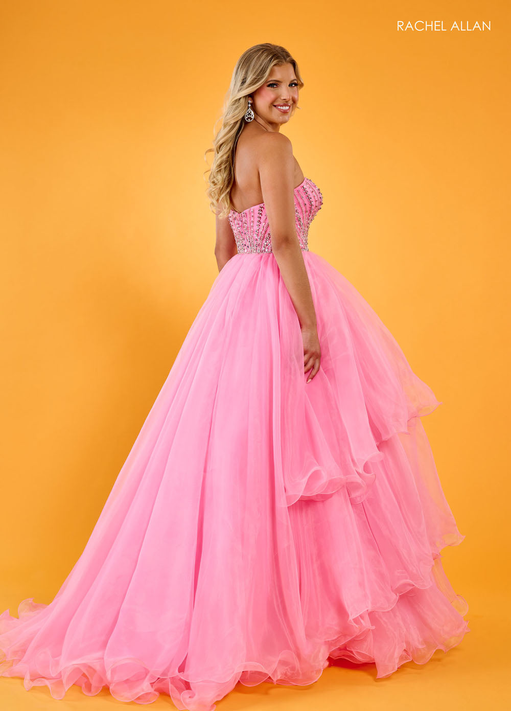 Rachel Allan 70570 prom dress images.  Rachel Allan 70570 is available in these colors: Aqua, Lilac, Pink.