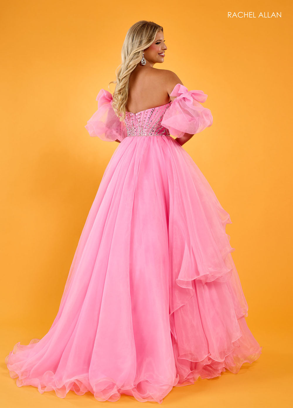 Rachel Allan 70570 prom dress images.  Rachel Allan 70570 is available in these colors: Aqua, Lilac, Pink.