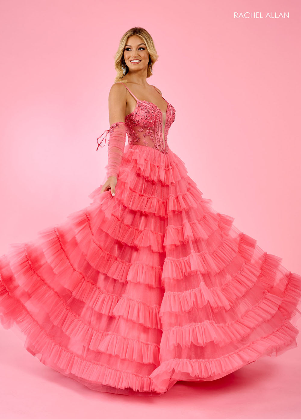 Rachel Allan 70576 prom dress images.  Rachel Allan 70576 is available in these colors: Black, Coral, Turquoise.