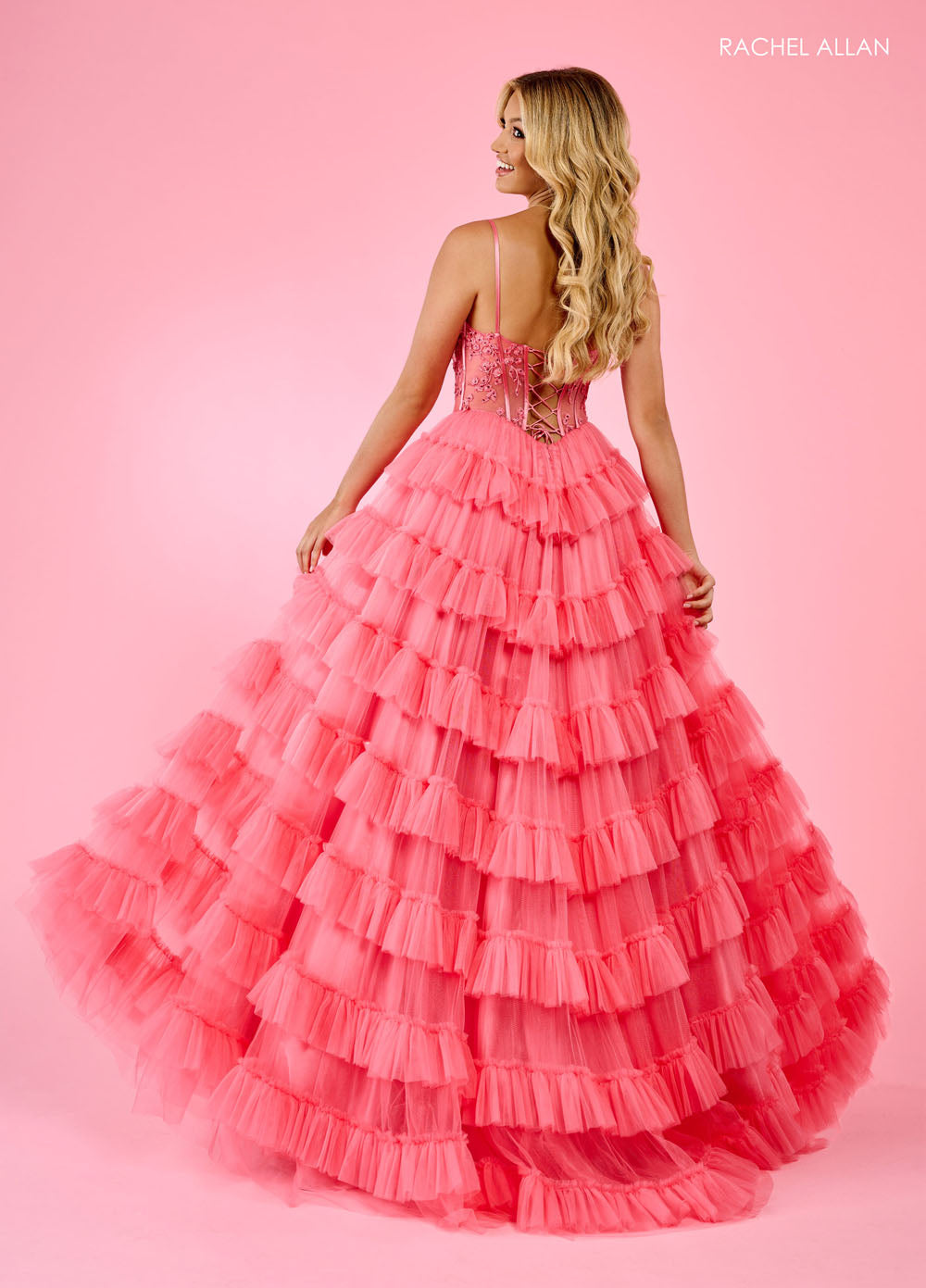 Rachel Allan 70576 prom dress images.  Rachel Allan 70576 is available in these colors: Black, Coral, Turquoise.