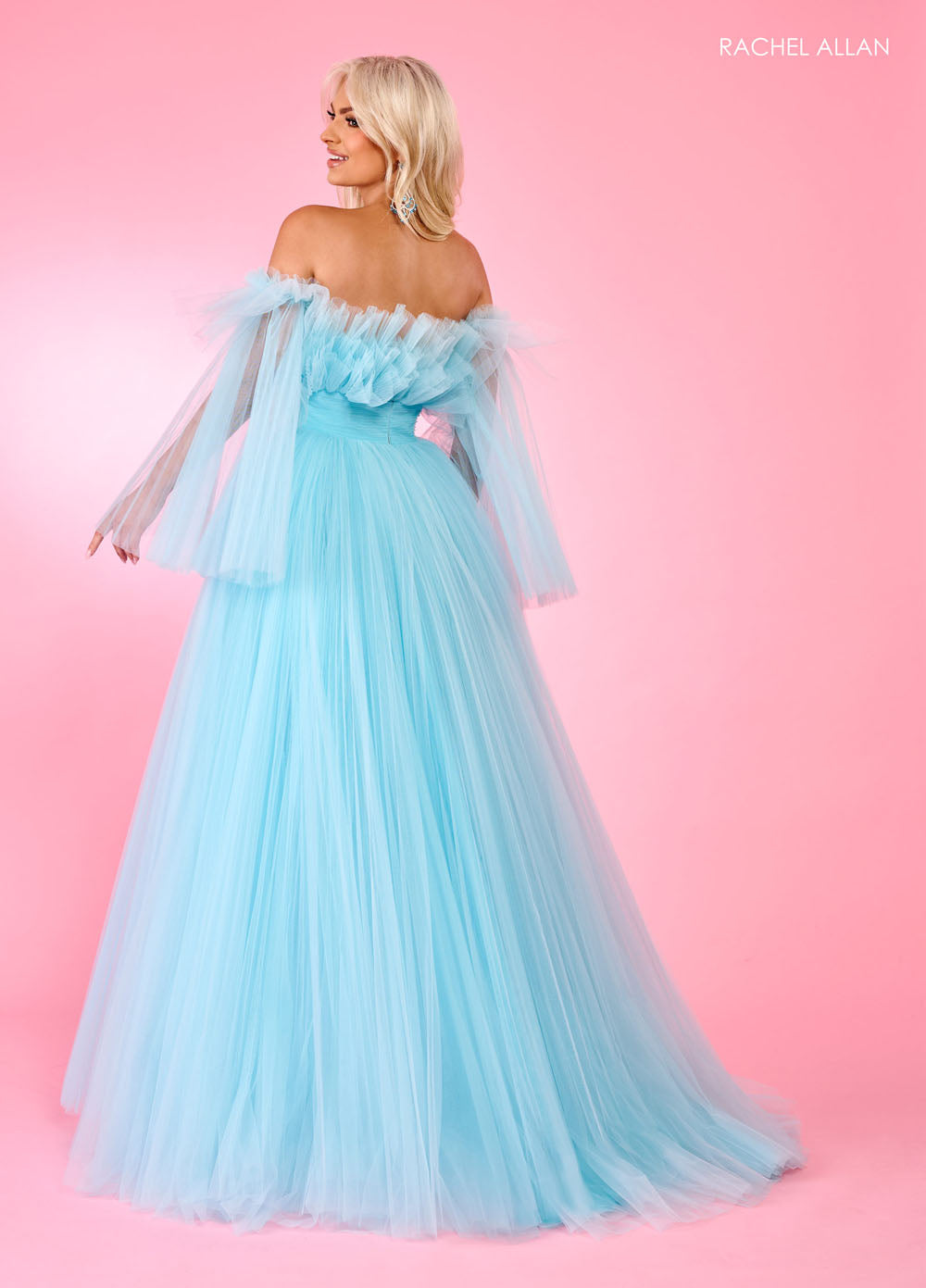 Rachel Allan 70583 prom dress images.  Rachel Allan 70583 is available in these colors: Bright Coral, Light Blue, Pink, Sage.