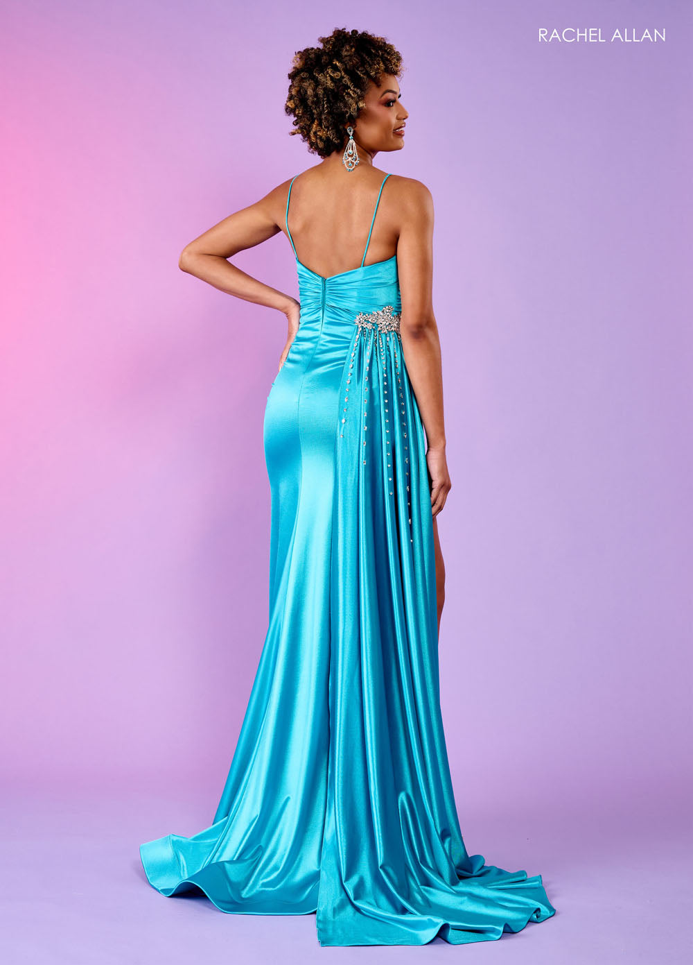 Rachel Allan 70593 prom dress images.  Rachel Allan 70593 is available in these colors: Fuchsia, Sage, Turquoise.