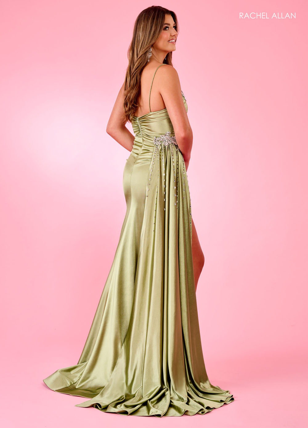 Rachel Allan 70593 prom dress images.  Rachel Allan 70593 is available in these colors: Fuchsia, Sage, Turquoise.