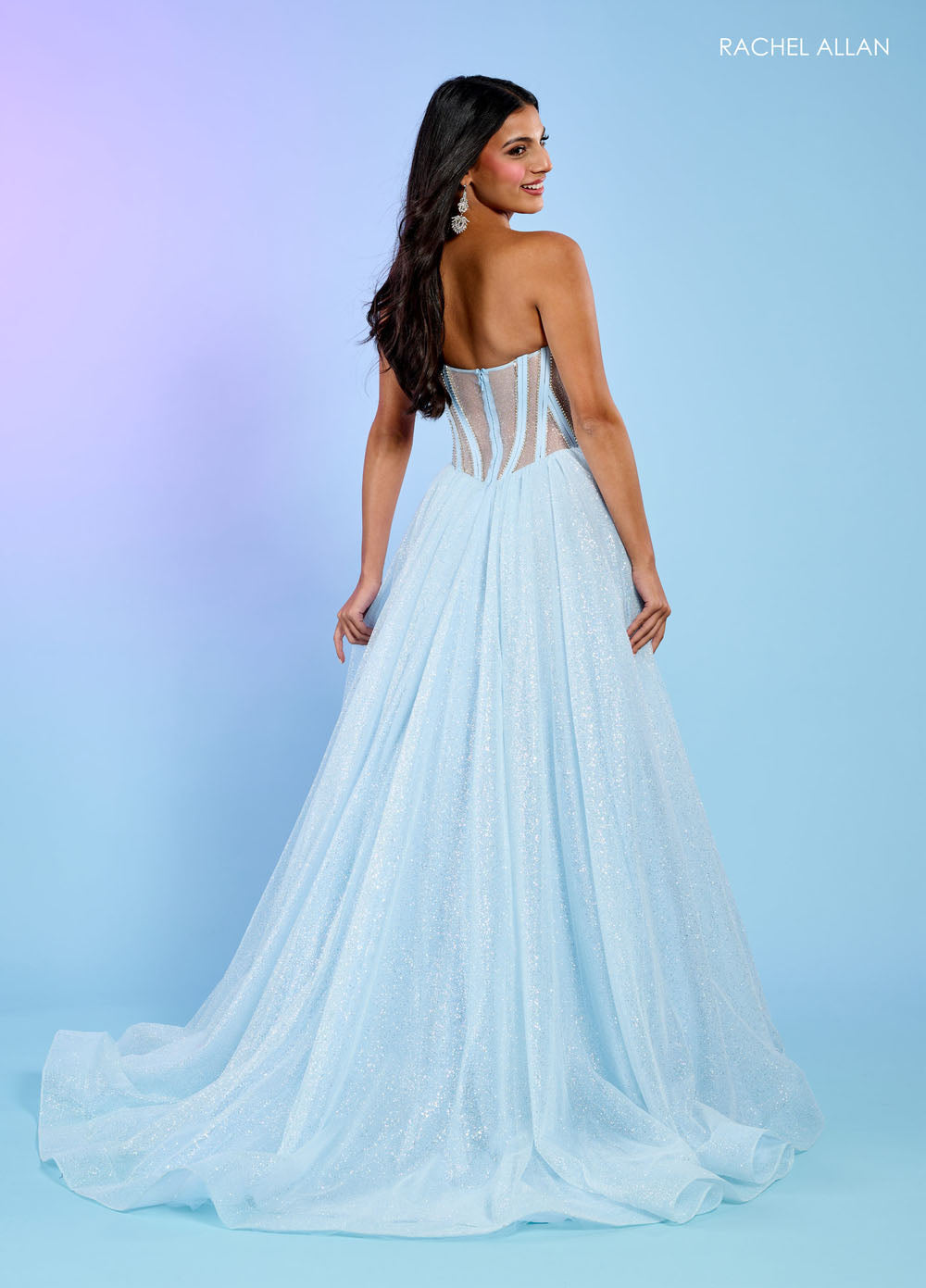 Rachel Allan 70630 prom dress images.  Rachel Allan 70630 is available in these colors: Black, Light Blue, Pink, Red.