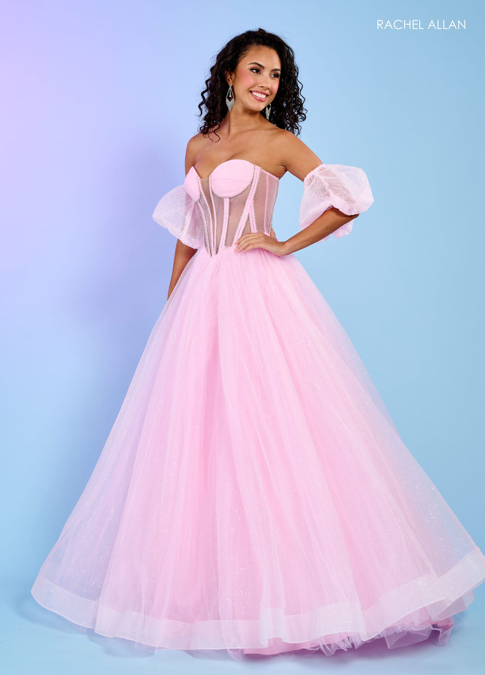 Rachel Allan 70630 prom dress images.  Rachel Allan 70630 is available in these colors: Black, Light Blue, Pink, Red.