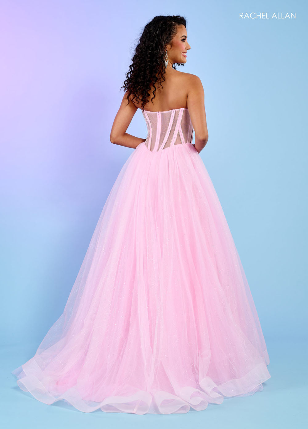 Rachel Allan 70630 prom dress images.  Rachel Allan 70630 is available in these colors: Black, Light Blue, Pink, Red.