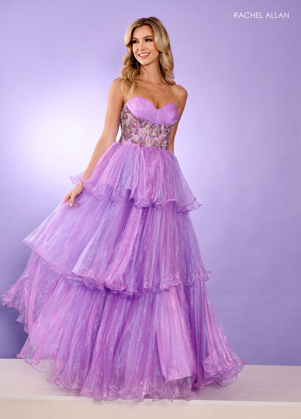 Rachel Allan 70649 prom dress images.  Rachel Allan 70649 is available in these colors: Jade, Lilac, Powder Blue.