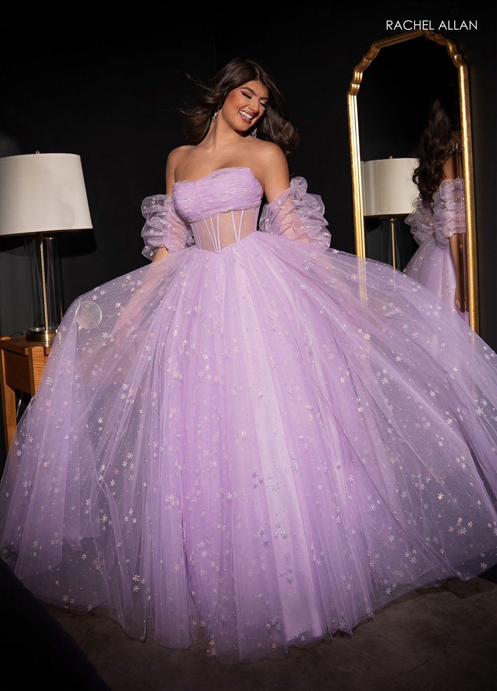 Rachel Allan 70661 prom dress images.  Rachel Allan 70661 is available in these colors: Lilac, Mint, Pink.