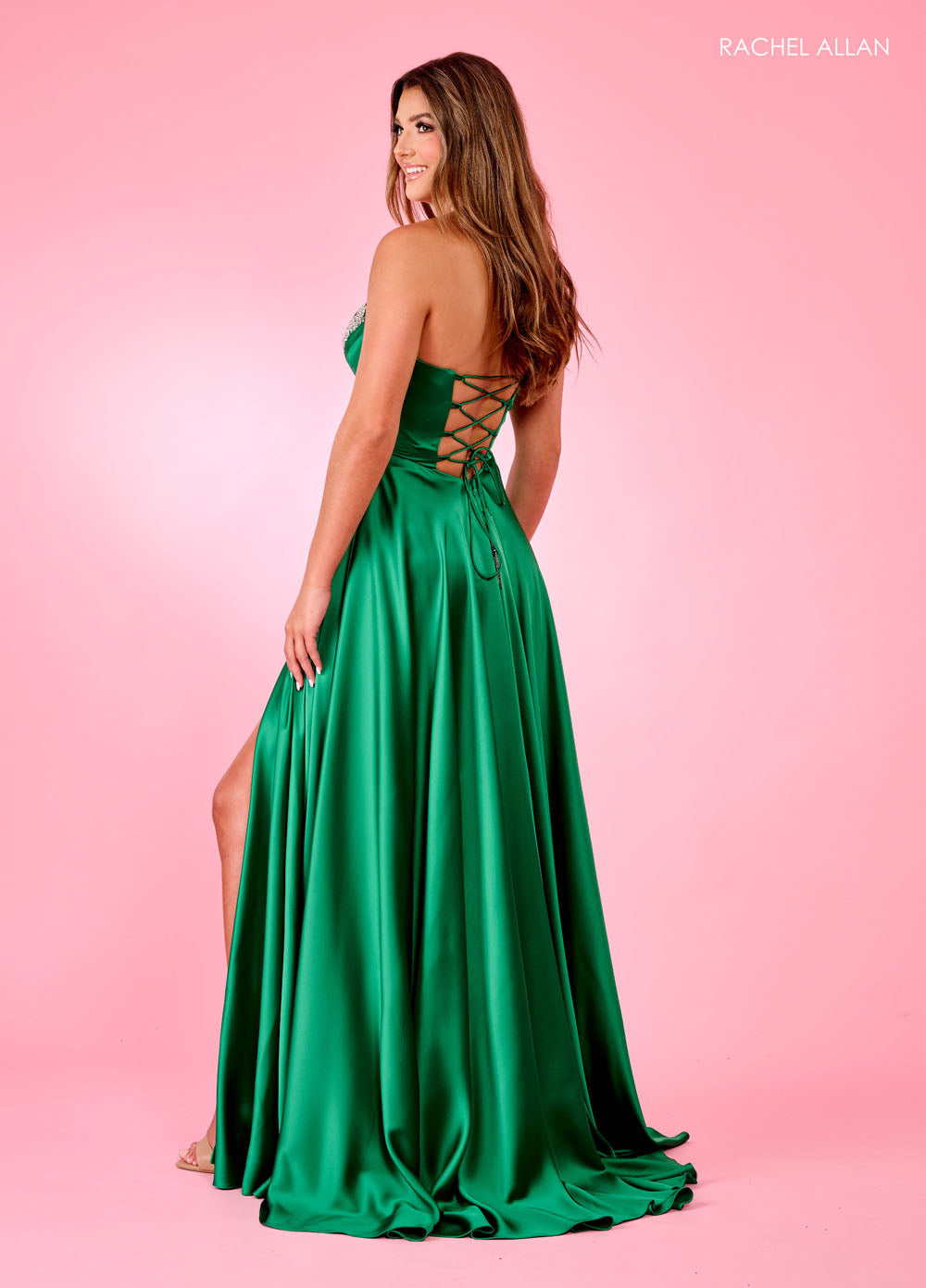 Rachel Allan 70664 prom dress images.  Rachel Allan 70664 is available in these colors: Emerald, Fuchsia, Royal.