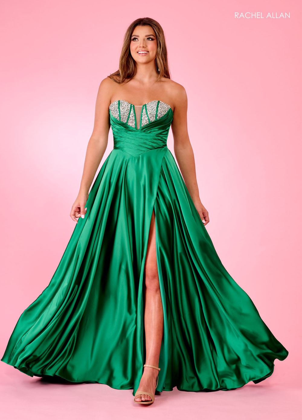 Rachel Allan 70664 prom dress images.  Rachel Allan 70664 is available in these colors: Emerald, Fuchsia, Royal.