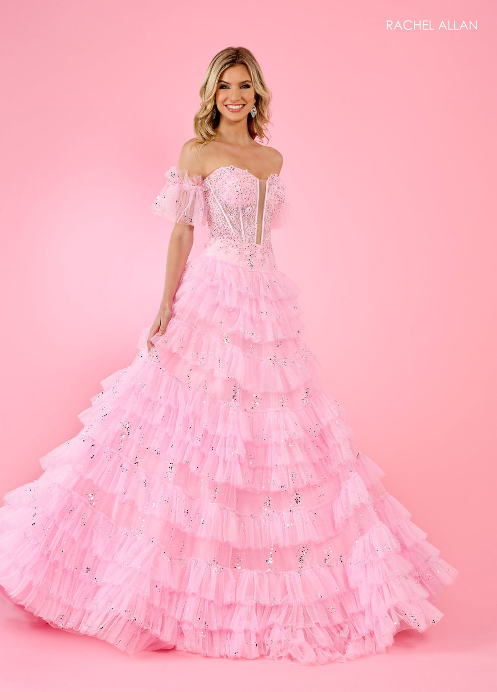 Rachel Allan 70675 prom dress images.  Rachel Allan 70675 is available in these colors: Black, Lilac, Pink.