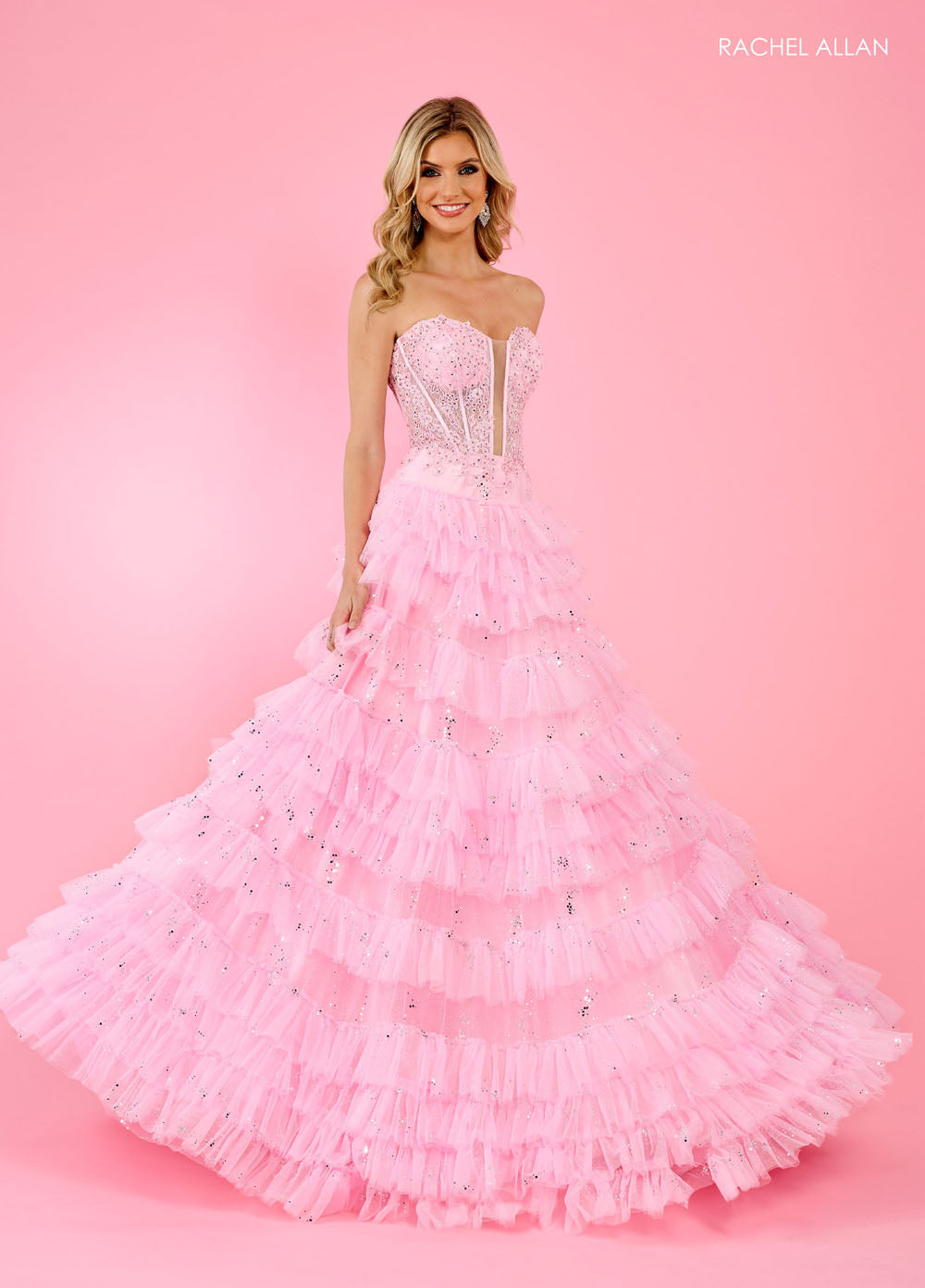 Rachel Allan 70675 prom dress images.  Rachel Allan 70675 is available in these colors: Black, Lilac, Pink.