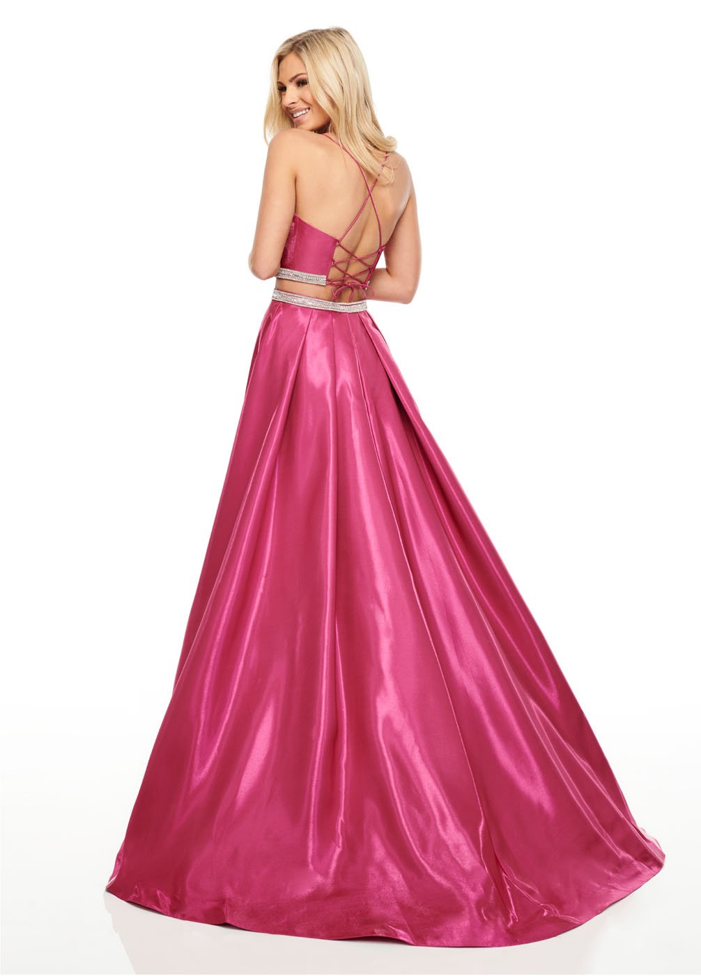 Rachel Allan 7106 prom dress images.  Rachel Allan 7106 is available in these colors: Magenta, Navy, Red.