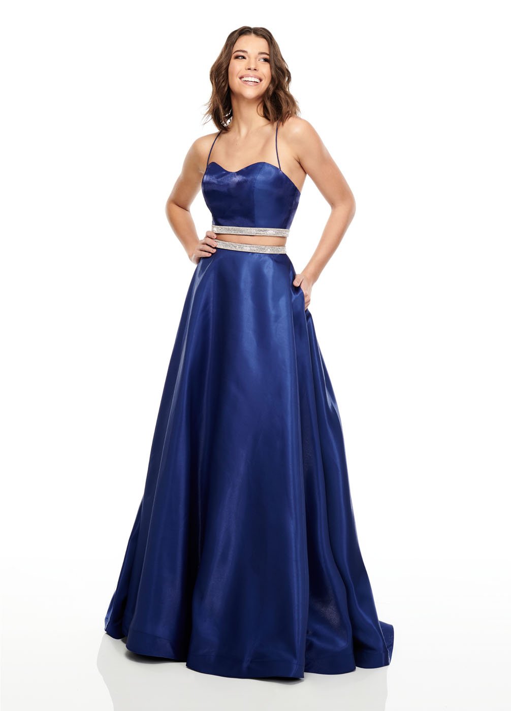 Rachel Allan 7106 prom dress images.  Rachel Allan 7106 is available in these colors: Magenta, Navy, Red.