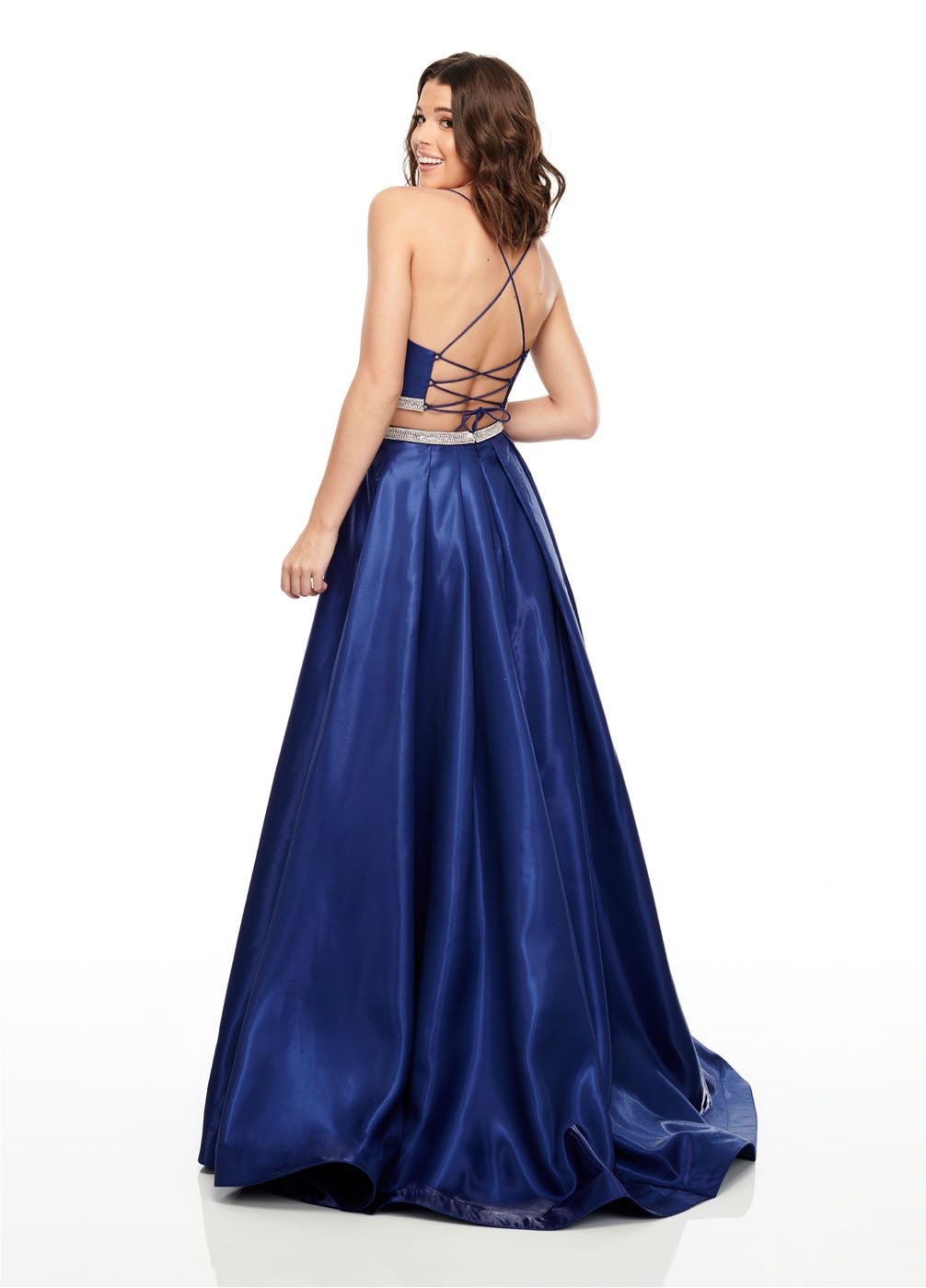 Rachel Allan 7106 prom dress images.  Rachel Allan 7106 is available in these colors: Magenta, Navy, Red.