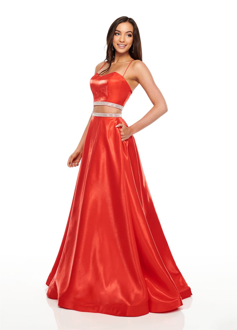 Rachel Allan 7106 prom dress images.  Rachel Allan 7106 is available in these colors: Magenta, Navy, Red.