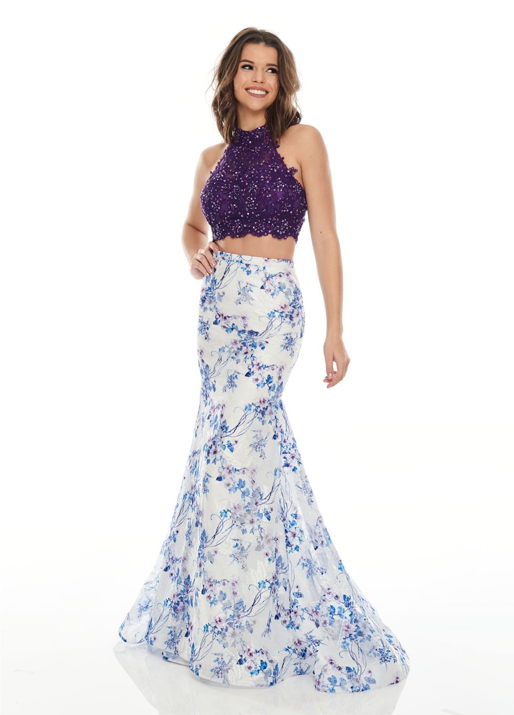 Rachel Allan 7170 prom dress images.  Rachel Allan 7170 is available in these colors: Periwinkle, Purple.