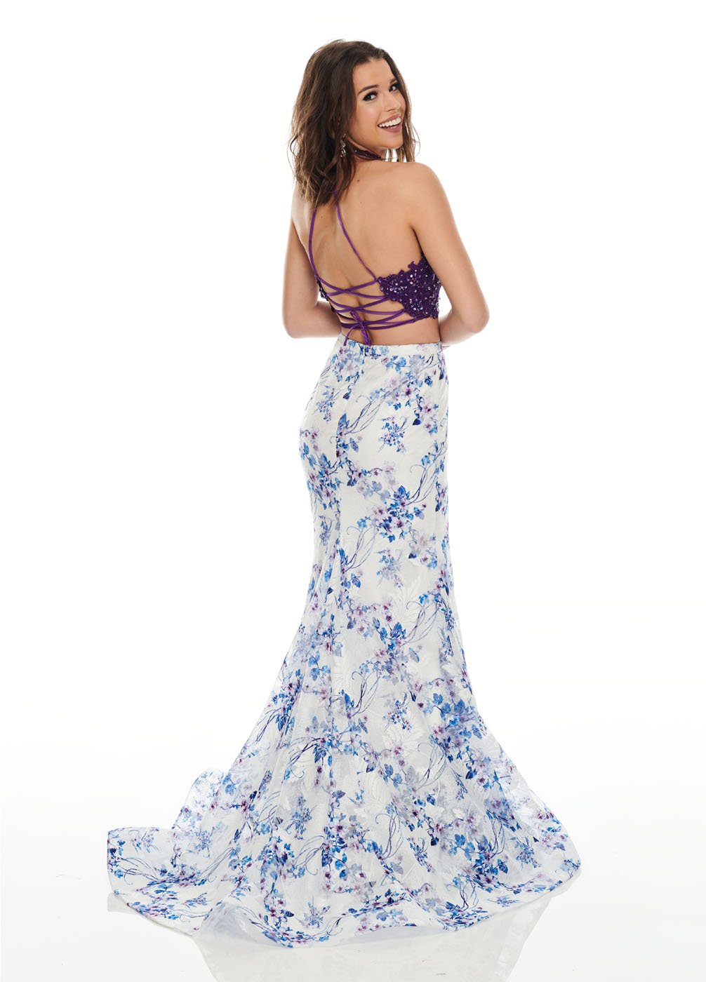 Rachel Allan 7170 prom dress images.  Rachel Allan 7170 is available in these colors: Periwinkle, Purple.