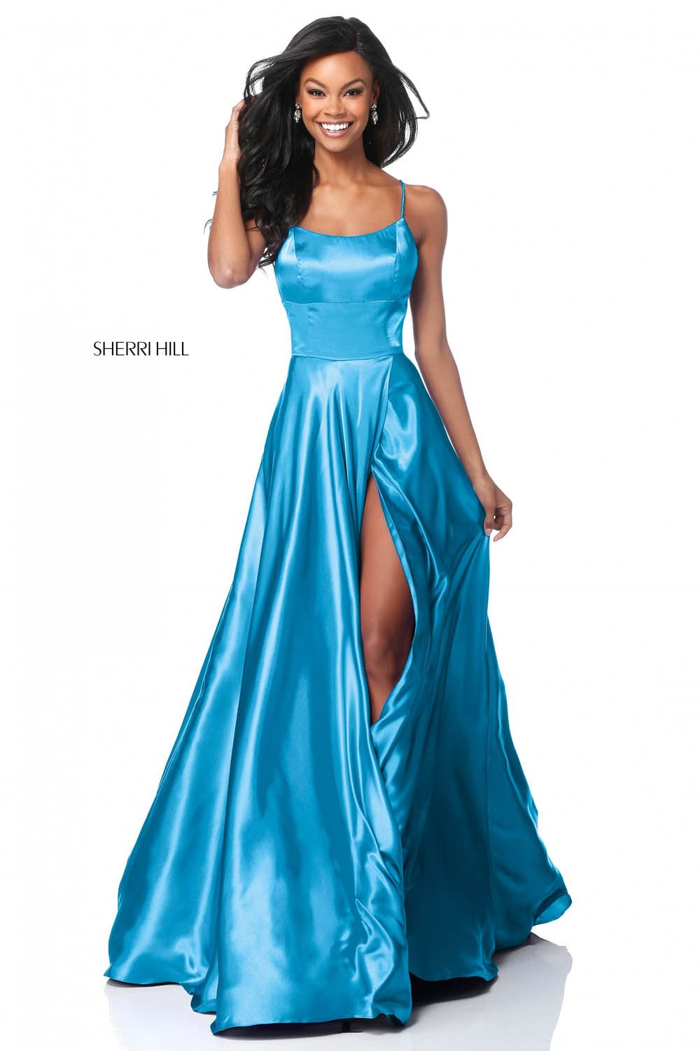 Sherri Hill 51631 prom dress images.  Sherri Hill 51631 is available in these colors: Black, Gold, Purple, Gunmetal, Emerald, Ruby, Red, Royal, Fuchsia, Navy, Turquoise, Light Blue, Nude, Light Yellow, Rose.