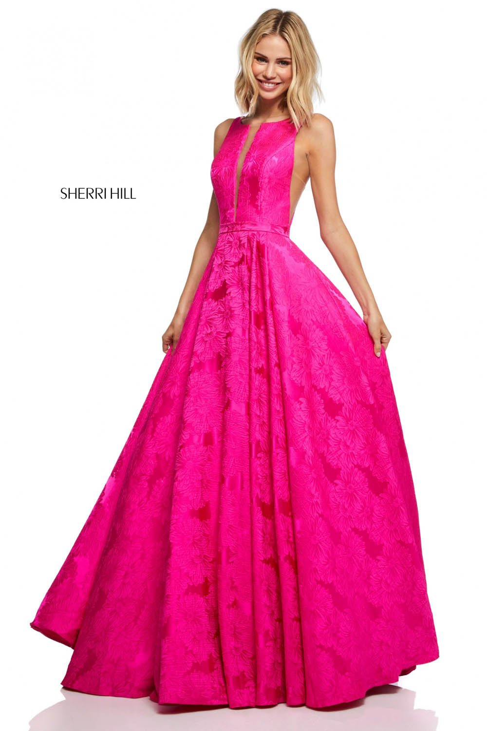 Sherri Hill 51703 prom dress images.  Sherri Hill 51703 is available in these colors: Lilac, Light Blue, Ivory, Black, Fuchsia, Royal, Green, Red.