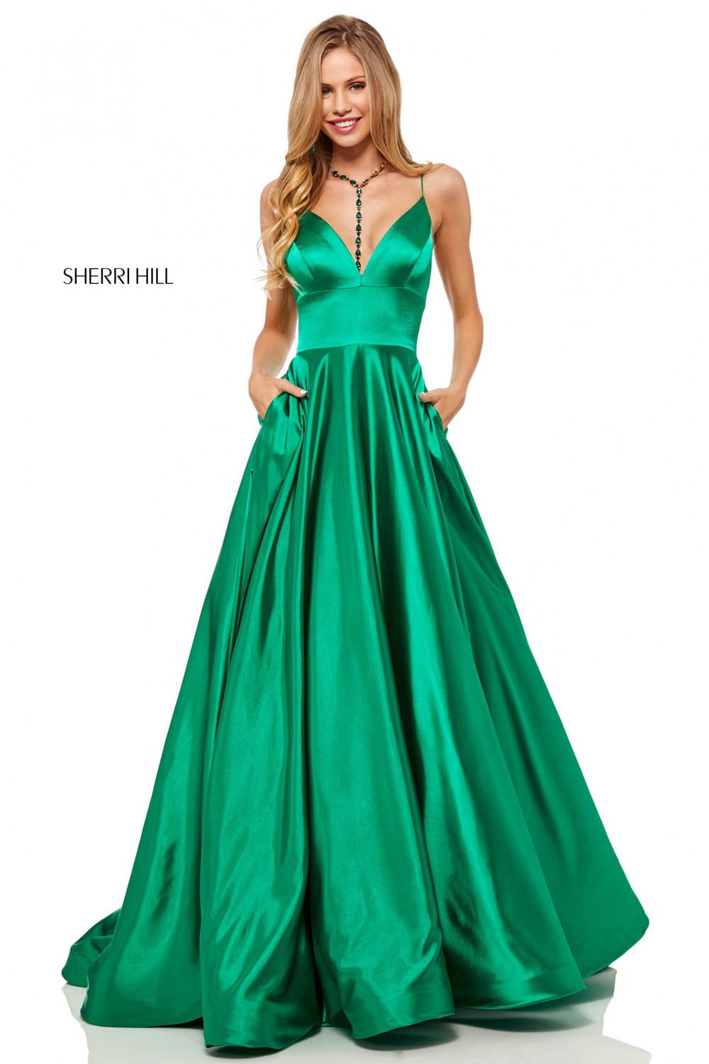 Sherri Hill 52195 prom dress images.  Sherri Hill 52195 is available in these colors: Red, Fuchsia, Turquoise, Gold, Mocha, Black, Wine, Teal, Dark Royal, Emerald, Gunmetal, Lilac, Rose, Light Blue, Yellow.