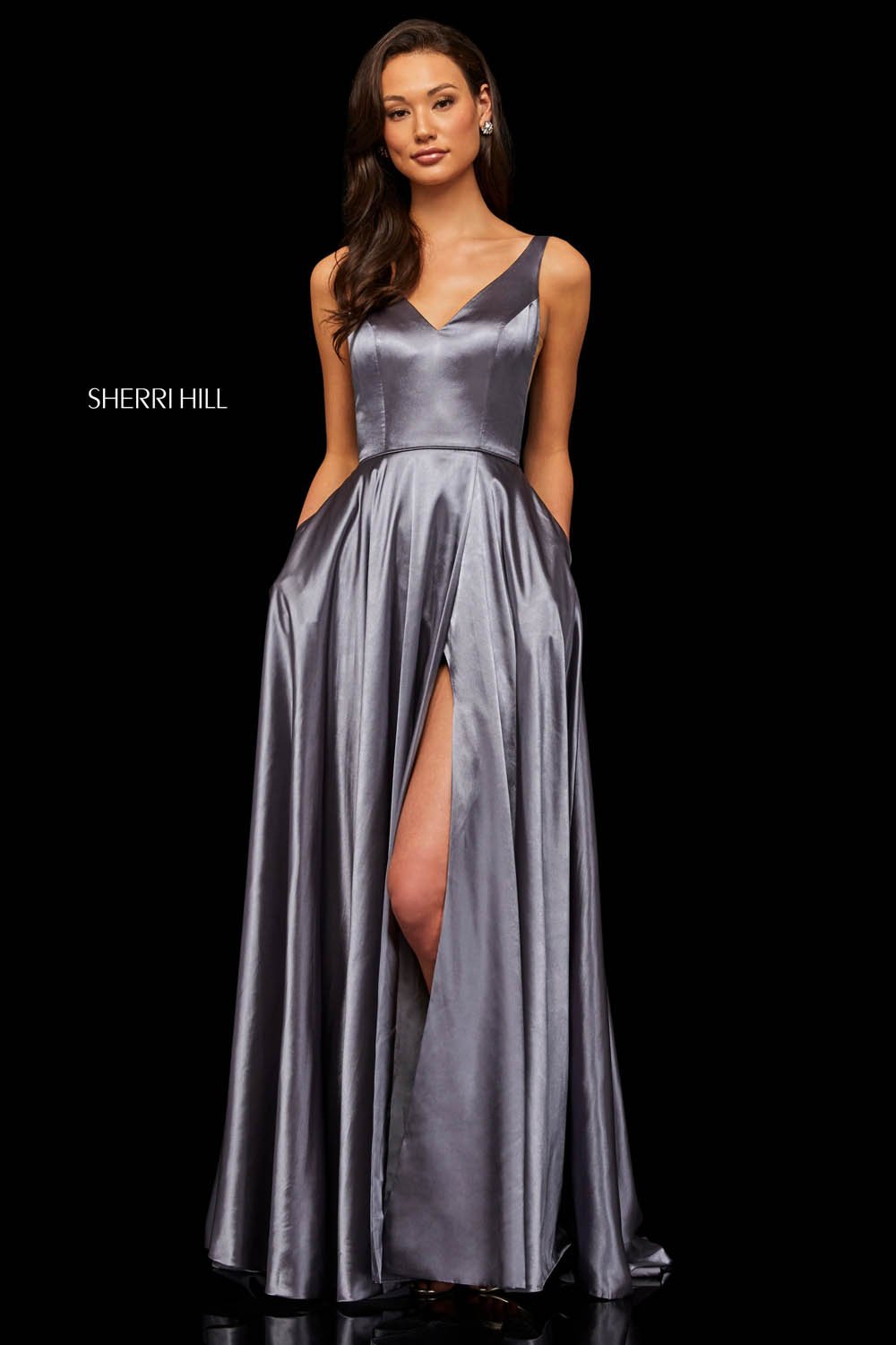 Sherri Hill 52410 prom dress images.  Sherri Hill 52410 is available in these colors: Mocha, Red, Royal, Emerald, Wine, Yellow, Light Blue, Navy, Gunmetal, Black, Blue, Teal, Ruby, Rose.